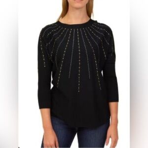 Cable‎ & Gauge women’s Black Top with Gold and Silver Studded Design size Medium